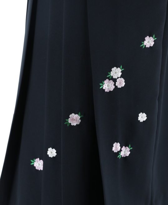卒業式袴単品レンタル[刺繍]黒色に桜刺繍[身長153-157cm]No.416